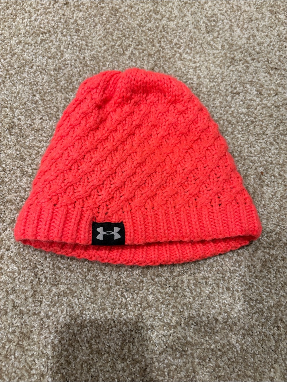 Under Armour Womens Bright Coral Knit Beanie